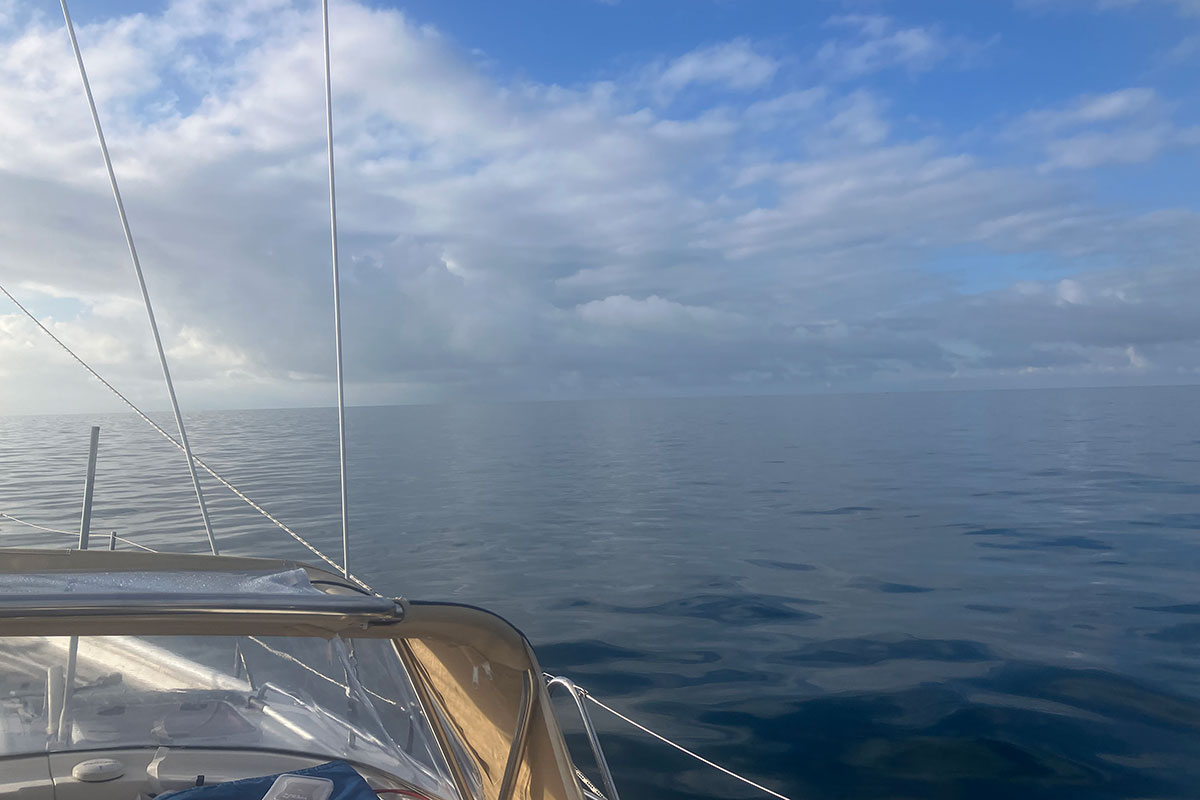 Wispy clouds but no wind.